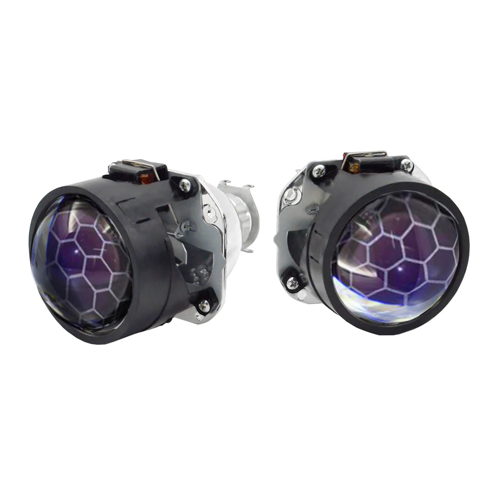 only lens 2 шт., футбольное синее покрытие, би ксенон, hid, объектив проектора с DRL, ангельские глазки, кожухи, налобный фонарь, H1, H4, H7, комплект для сборки автомобиля, мотоцикла - Цвет: only lens