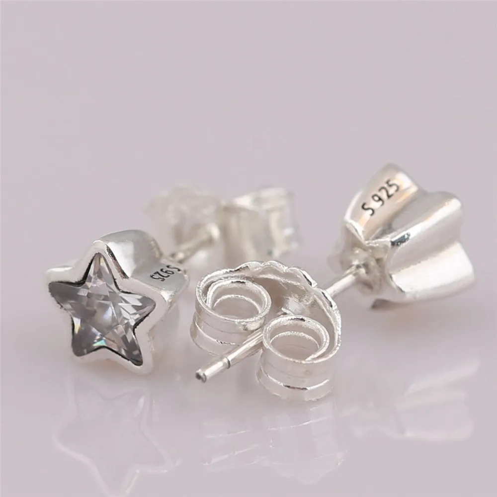 

925 Sterling Silver pan Earring Stars Studs Earring With Crystal For Women Wedding Gift Fashion Jewelry