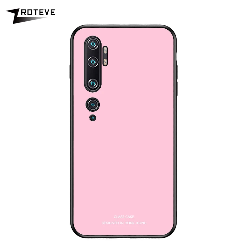 Solid Pink Note 10 Pro Чехол Zroteve силиконовая рамка стеклянная крышка для Xiaomi mi Note 10 чехол обесцвечивающее стекло задняя крышка Xia mi Xio mi Note 10 - Цвет: Solid Pink