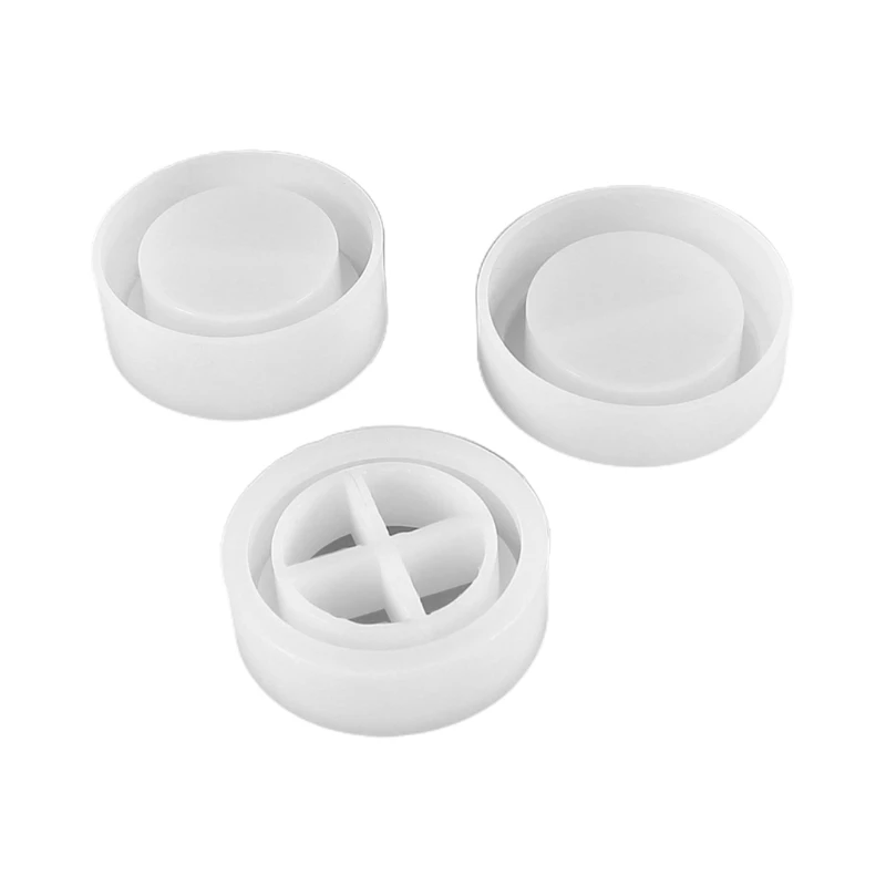 

L5YD 3pcs Round Storage Box Resin Mold Epoxy Silicone Resin Mould DIY Crafts Handcraft Decorations Making for Resin Jewelry