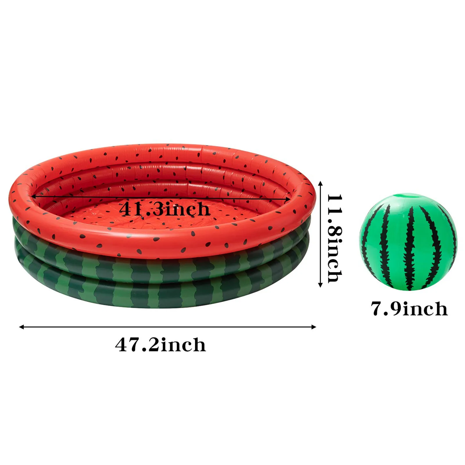 

Inflatable Watermelon Kiddie Pools Beach Ball Set Kids Bathing Paddling Pool Fishing Game Summer Water Party for Outdoor Indoor