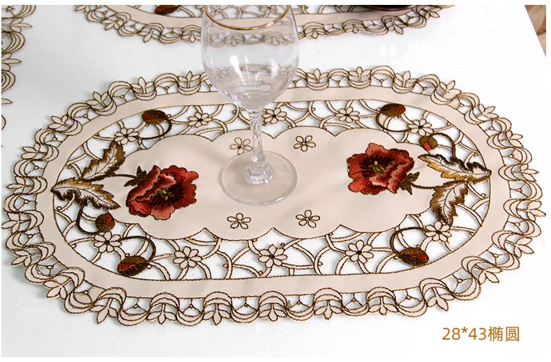 Новинка роскошный кружевной круглый коврик для стола с вышивкой искусственная
