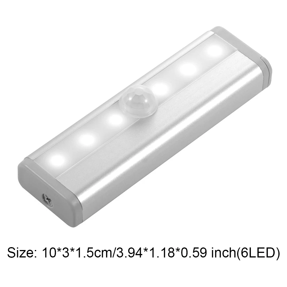 

LED Cabinet Light Motion Sensor Auto On/Of Light 6-LED Cool For Kitchen Bedroom Closet Wardrobe Night Lights White 3.94 Inch