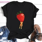 Стенд для фруктов для девочек с героями мультфильма Шарлотта Земляничка женская футболка Harajuku футболка с изображением мультипликационных персонажей в уличном стиле, летние майки футболки негабаритных Tumblr