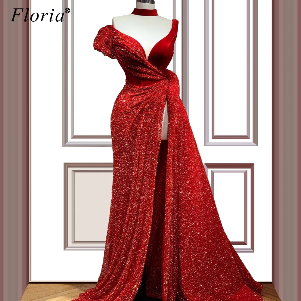 

Turkish Couture Red Special Prom Dresses Long Gorgeous Sequins Evening Gowns Mermaid Vestidos De Fiesta De Noche Customize