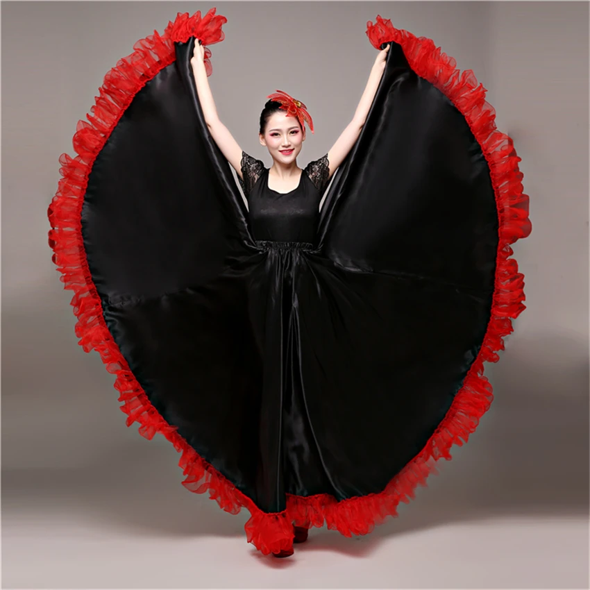 Gypsy Испания Flamengo для девочки платье для танцев фламенко Танцы костюм Для женщин Vestidos производительность 360/540/720 градусов, хорового пения или живота Танцы