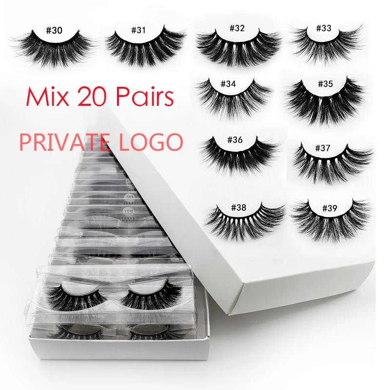 Mix20pairsWithlogo YSDO 20 Вт, 30 Вт, 50 пар 3D ресницы серо-коричневого цвета "сделай сам" с возможностью нанесения собственного логотипа бумажная коробка ресницы объем макияжа накладные ресницы пушистые ресницы серо-коричневого цвета - Цвет: Mix20pairsWithlogo