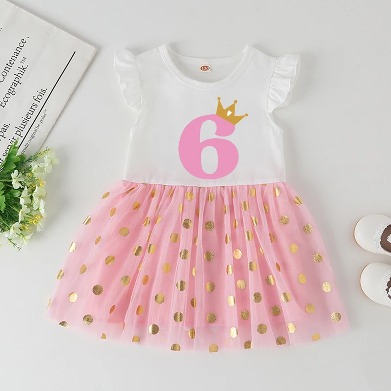 Vestido de cumplea&ntilde;os para ni&ntilde;a de 1 a 6 a&ntilde;os, bonito vestido de princesa para beb&eacute;, ropa infantil, 2021-5