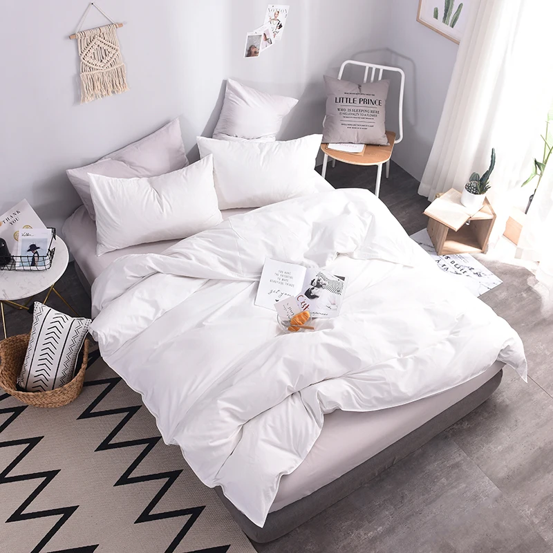 

Home Textile 1Pc Solid Duvet Cover 100%Cotton Brief Comforter Quilt Cover Grey White Red Bedding For Spring Summer Four Seasons