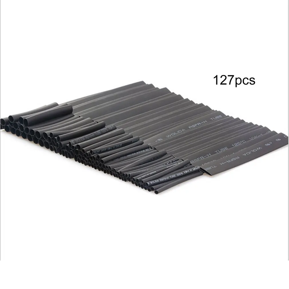 

127pcs/lot Heat Shrink Tubing 7.28m 2:1 Black Tube Car Cable Sleeving Assortment Wrap Wire Kit termoretractil Polyolefin Tubing