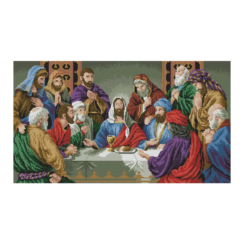 Алмазная картина с религиозными фигурами круглая полноразмерная мозаичная