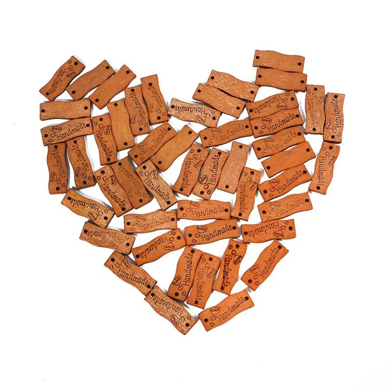 50pcs/package Wooden Sign Natural Color DIY Handmade Sewing Accessories Love Letter Button Craft Decorative Piece | Дом и сад