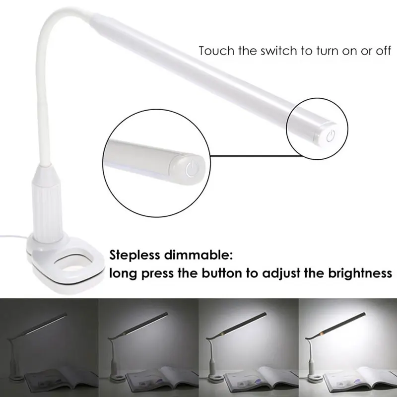 Настольная лампа 5 Вт 24 светодиода для защиты глаз с зажимом чтения