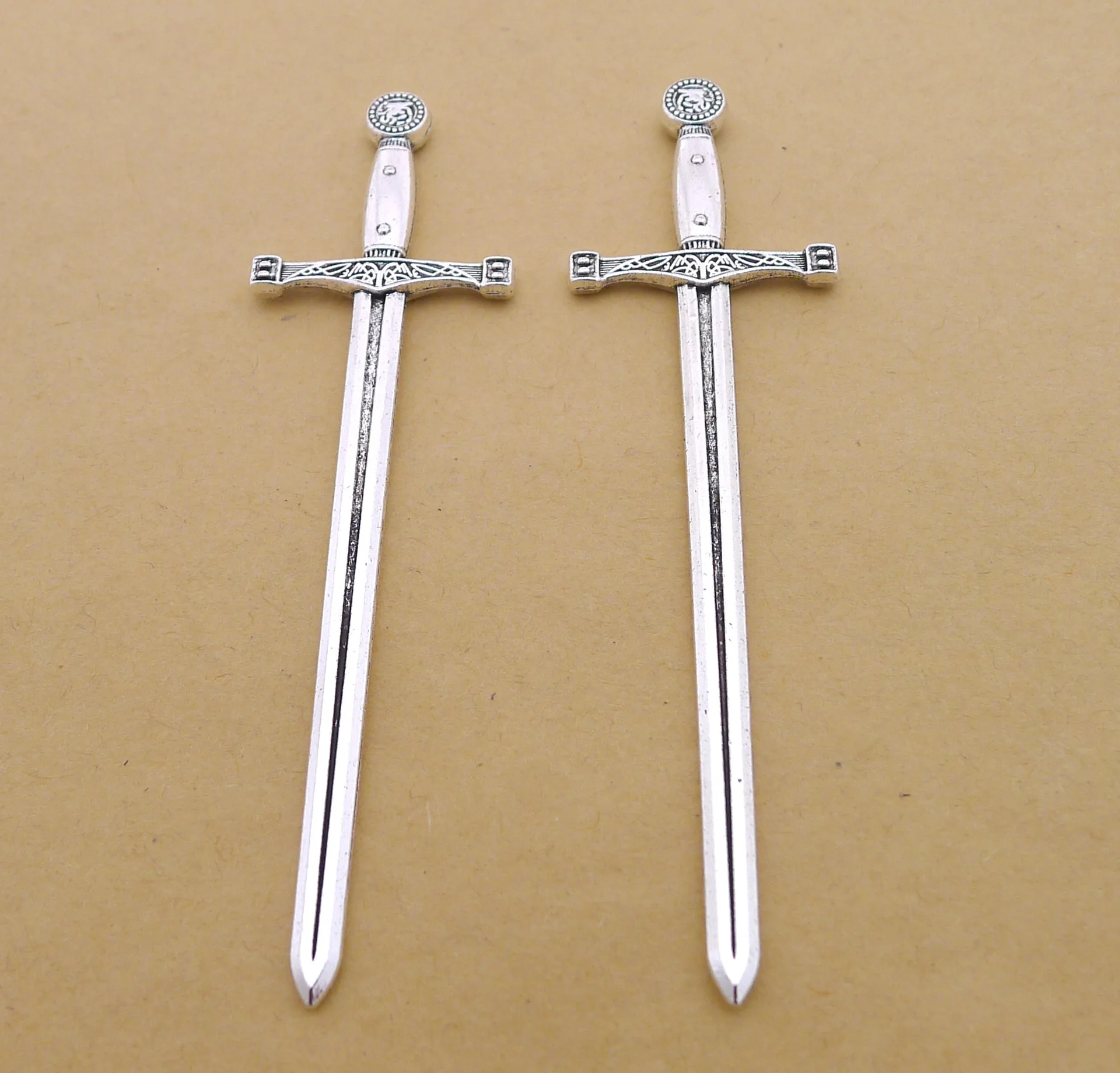 

Charm for making jewelry 3pcs 86x24mm antique silver color sword charms