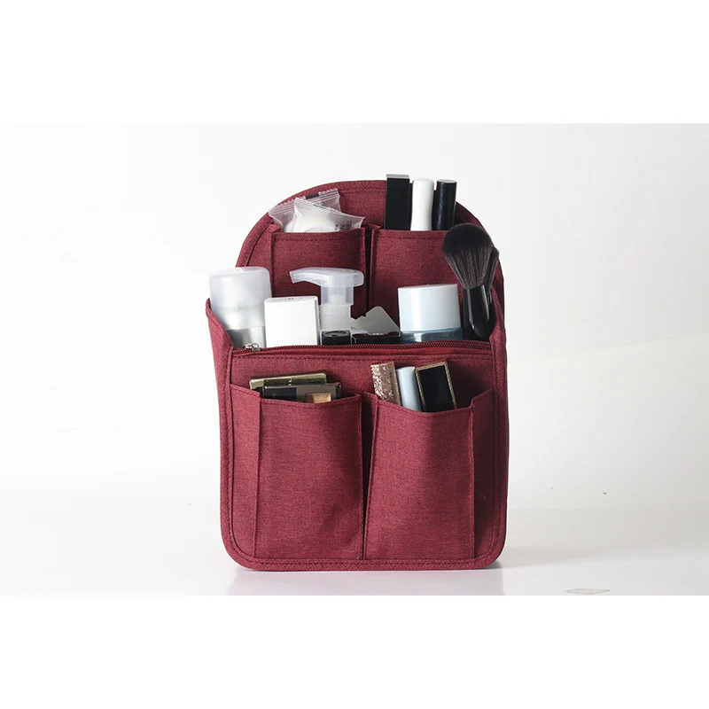 Burgundy-Bag Sereqi рюкзак Органайзер вставка дорожный кошелек многокарманная сумка в сумке туалетный органайзер, мужские и женские дорожные аксессуары - Цвет: Burgundy-Bag