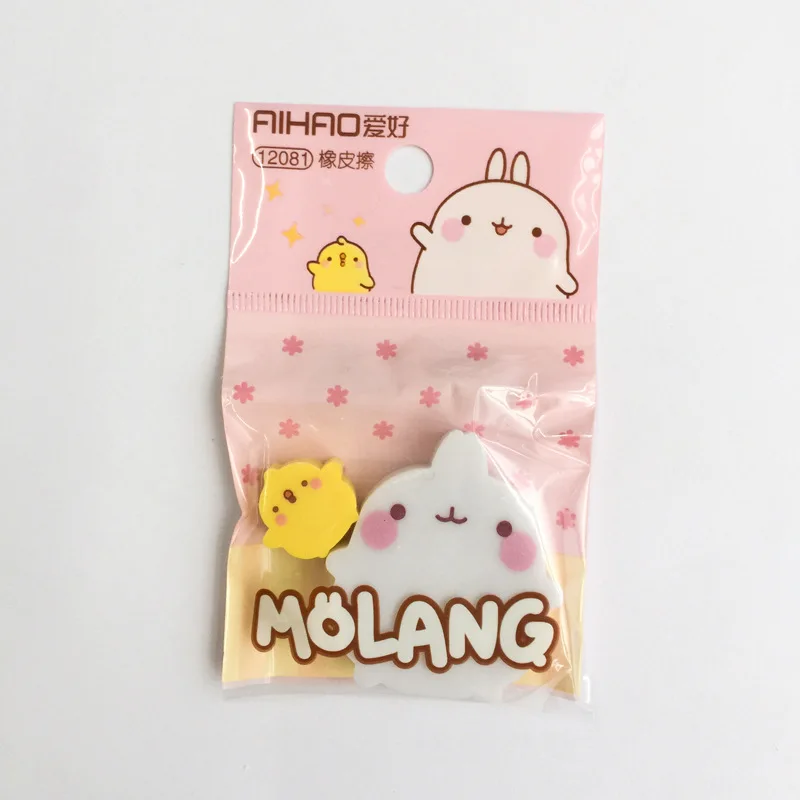 2 шт. упак. ластик-уточка Molang Rabbit | Канцтовары для офиса и дома