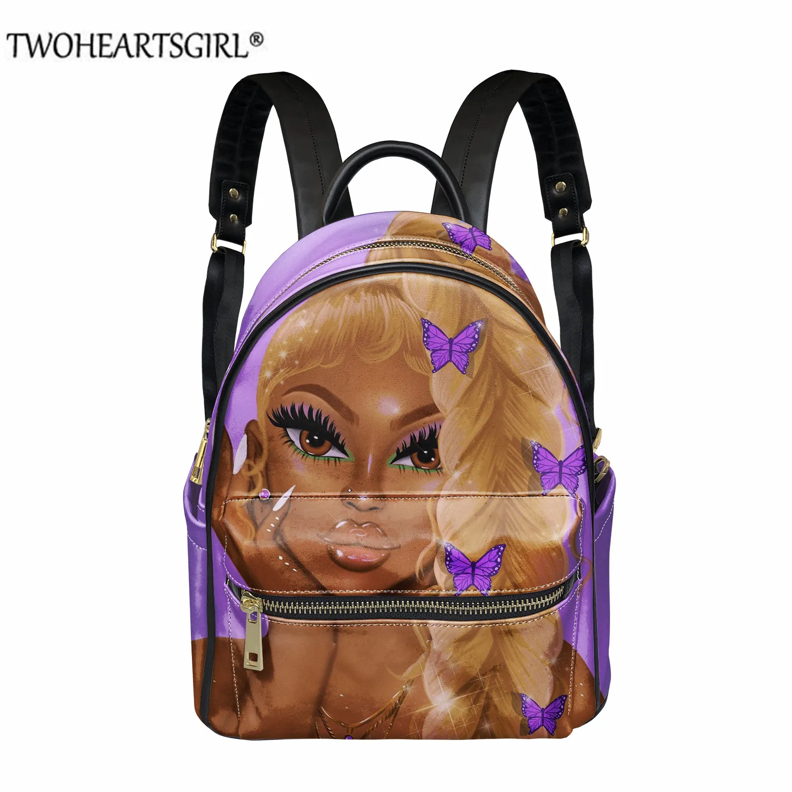 

Женский рюкзак с принтом twoheart sgir, черный пляжный рюкзак из искусственной кожи с рисунком в африканском стиле