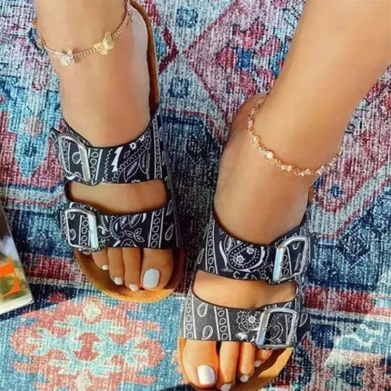 

Buckle women's platform slippers large size new style thick-soled sandals women fashion casual womens shoes slides beach shoes