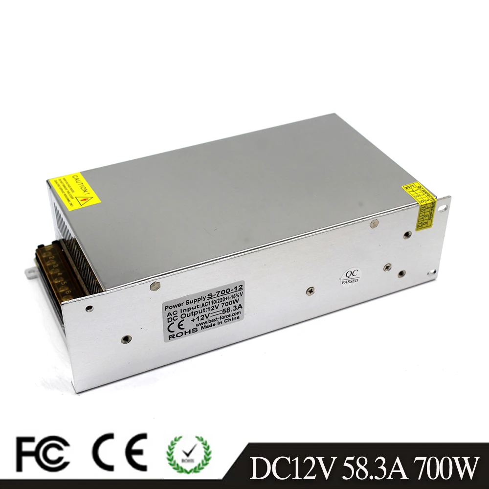 Блок питания постоянного тока 12 В 58 3 А 700 Вт светодиодный трансформатор AC110V 220 до
