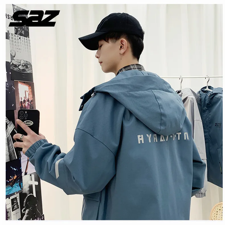 

SAZ 2021 Spring Thin Streetwear Jacket For Men Clothes Korean Casual Coat Mens Fashion Clothing Trends Plus Size Clothes 4xL