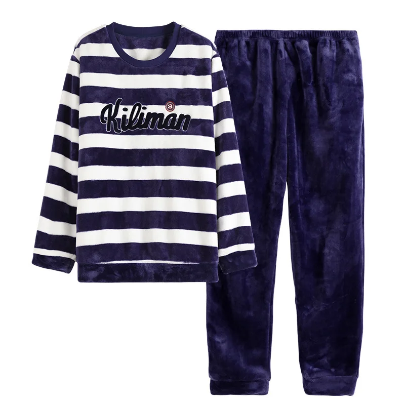

Men's Autumn and Winter Pajamas Coral Velvet Thickened Plus Velvet Warm Flannel Home Service Suit Pijama De Hombre Invierno 2020