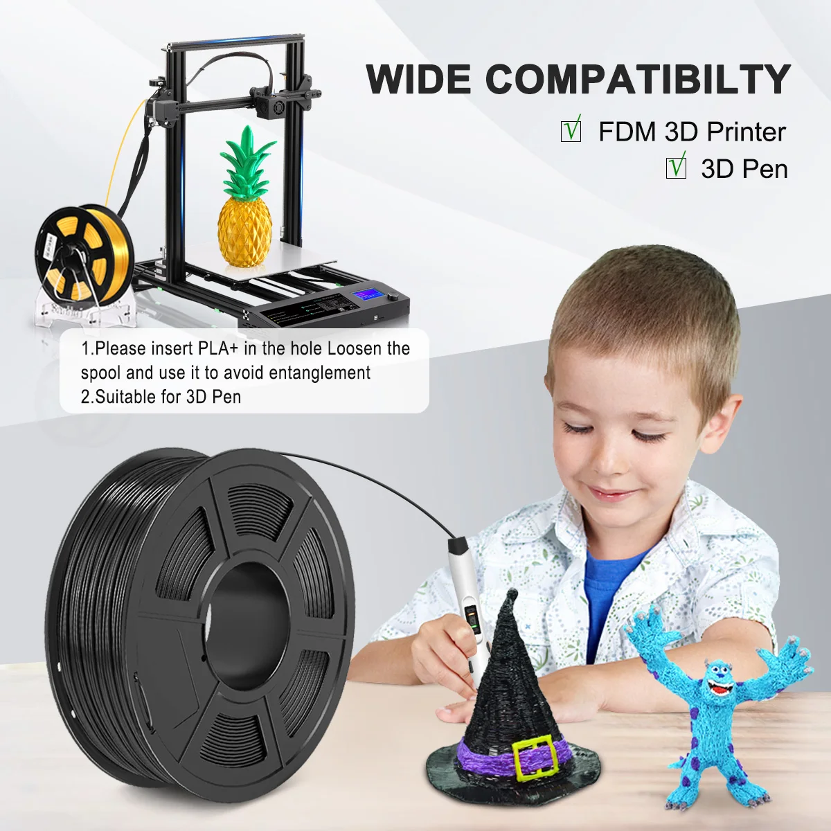 KAIGE PLA PLUS 3D Filament 1.75MM 3KG Dimension +/-0.02mm Multi-colors For Choose 3D Printer Filament Plastic PLA+