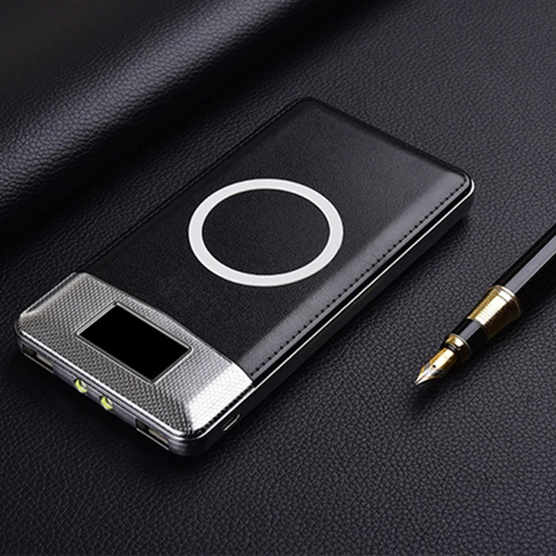 10000 мАч Qi Беспроводной внешний аккумулятор переносной 2 USB внешний цифровой дисплей зарядное устройство для iPhone X 8 samsung S8 повербанк