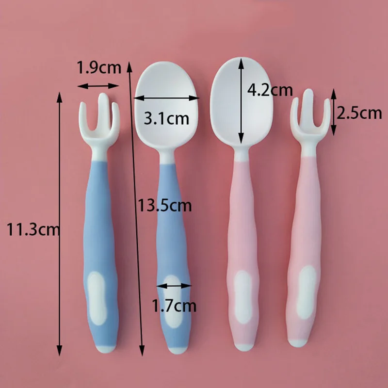 

Children Silicone Fork Set BPA Free Baby Learn To Eat Training Spoon Feeding Complementary