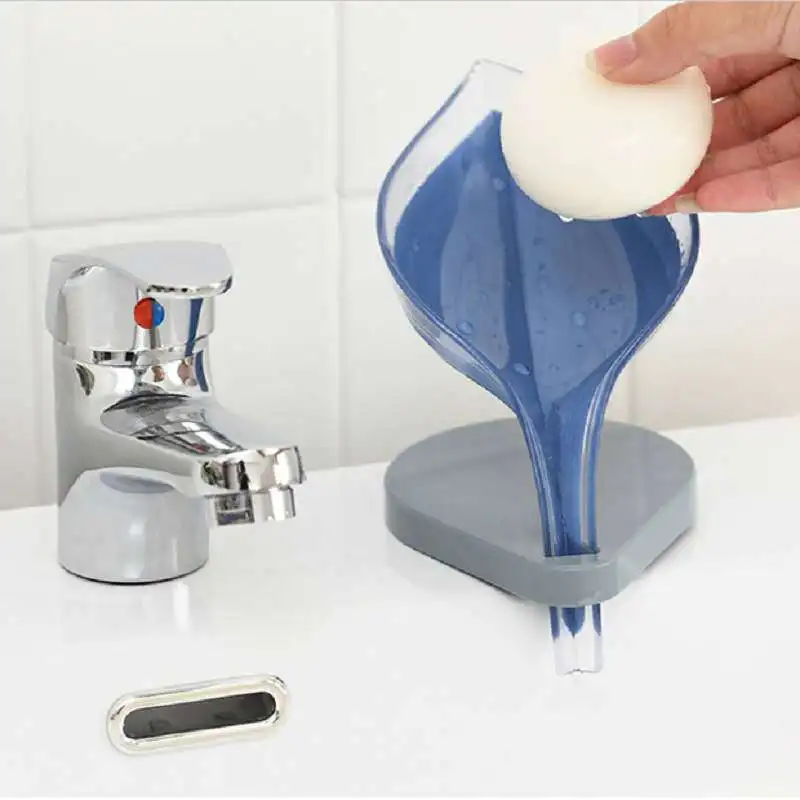 

Creative Leaf Soap Box Bathroom Toilet Water Draining Soap Holder Free Punched Sucker Storage Shelf Manufacturers Direct Supply