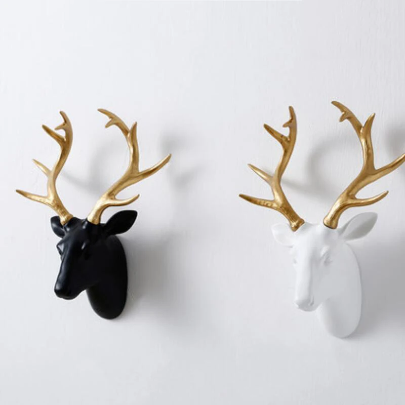 Европейский стиль черный и белый имитация головы оленя скульптура Висячие