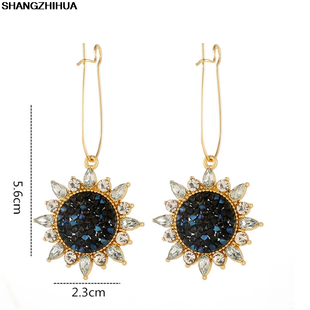

Fashion Trend Earrings French Elegant Temperament Net Red Sun Flower Earrings Fashion Jewelry Women Push-back Zinc Alloy Vintage