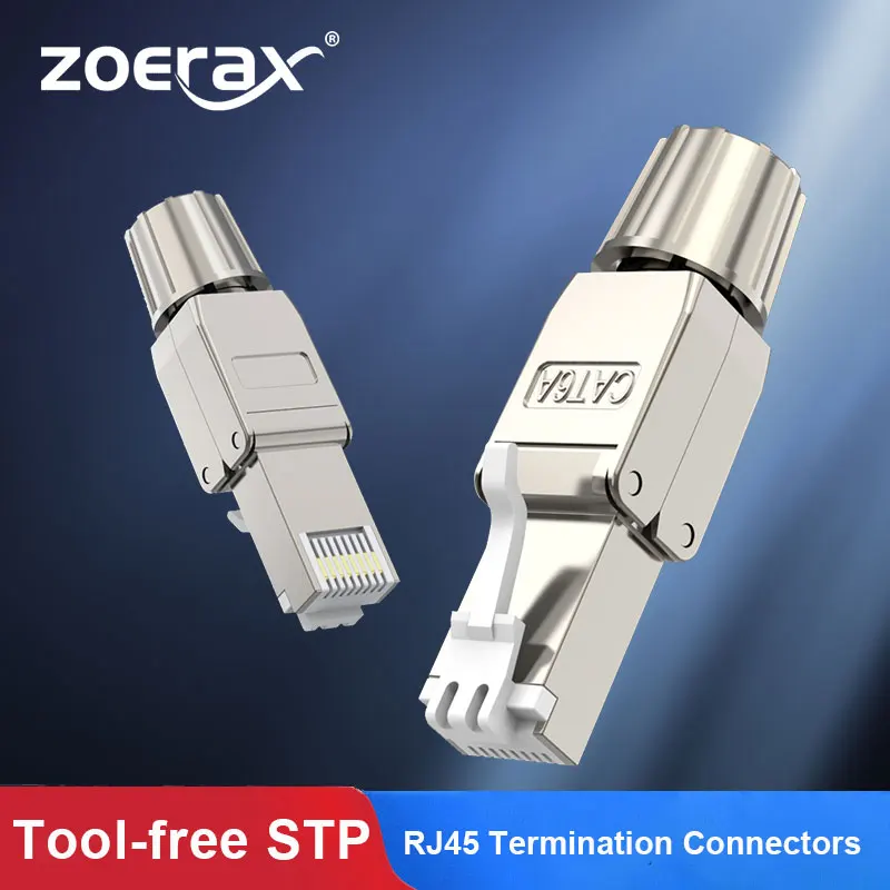 ZoeRax RJ45 Cat8 Cat7 Cat6A Connectors Tool-Free Reusable Ethernet Termination Plugs Internet Plug Fast Field Installation | Электроника