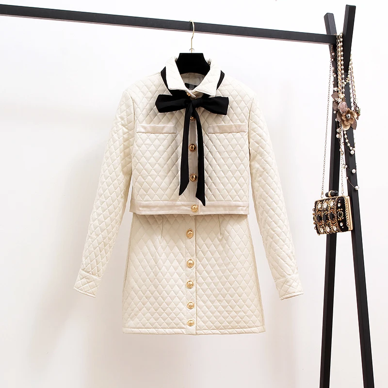 HAMALIEL зимний женский комплект из 2 предметов высокое качество белая клетчатая