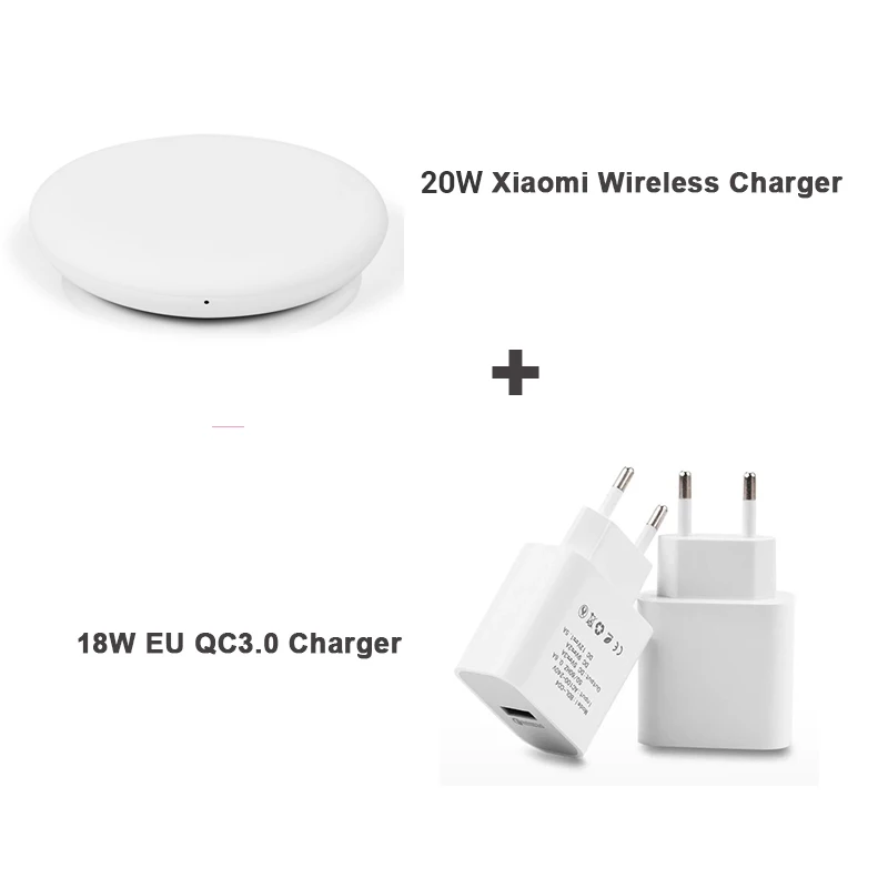 Add 18W EU Charger Беспроводное зарядное устройство Xiao mi 20W Max для мобильного телефона mi 9(20 W) mi X 2 S/3(10 W) Qi EPP(5 W - Цвет: Add 18W EU Charger