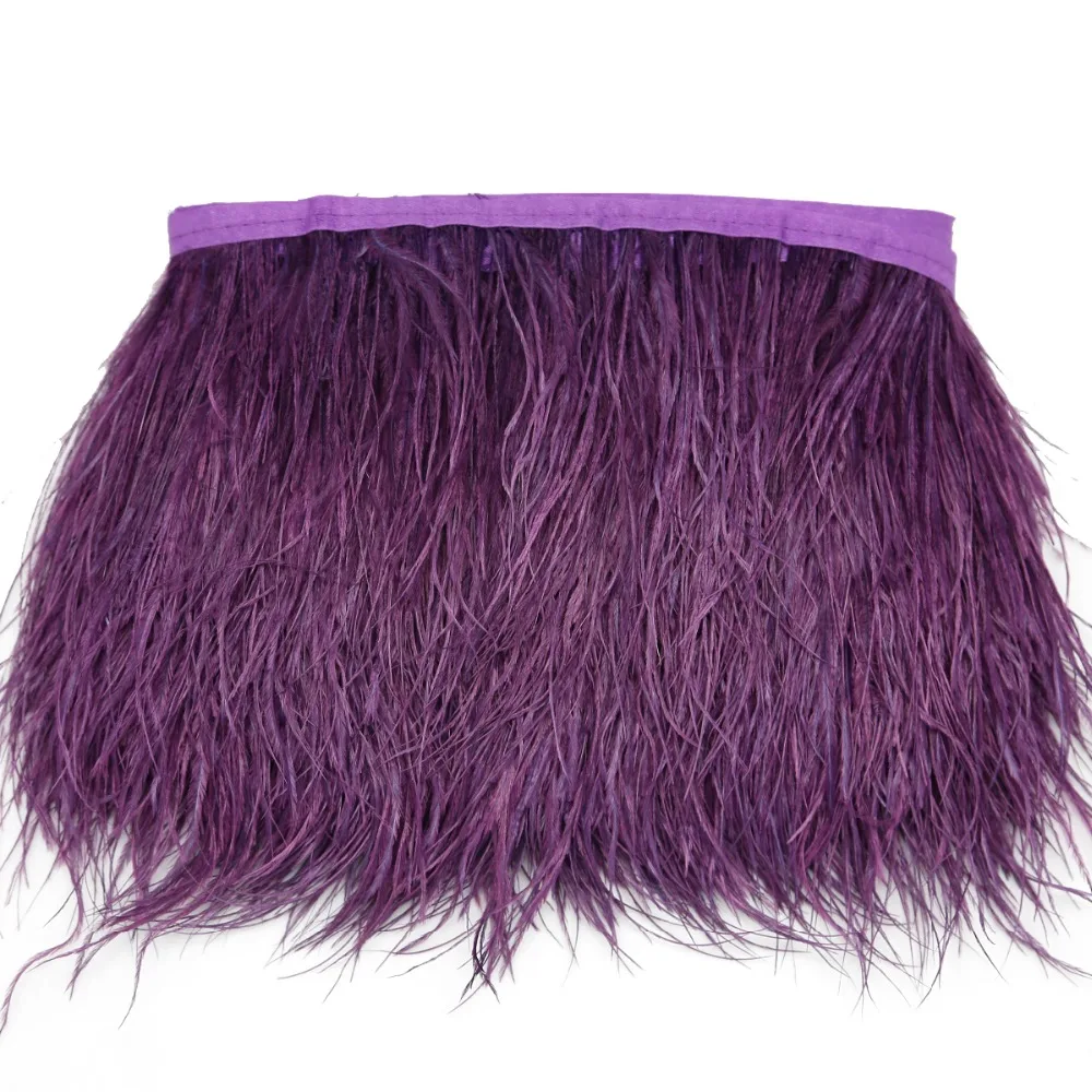 12 Colors 1 Meter Width 8-10 CM Fashion Fluffy Dyed Multicolored Ostrich Feather Ribbon Trimming Fringe Trim Apparel Decoration