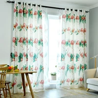 nordic style curtains for living dining room bedroom simple plant imitation linen fabric personality flamingocurtaintulle custom