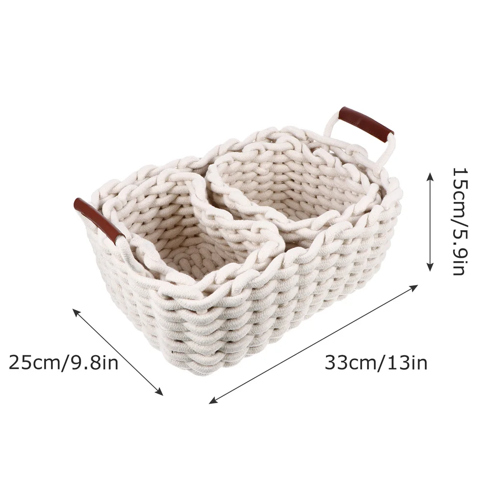 

3 Pcs 1 Set Cotton Rope Snack Baskets Tote Baskets Crafted Fruit Baskets