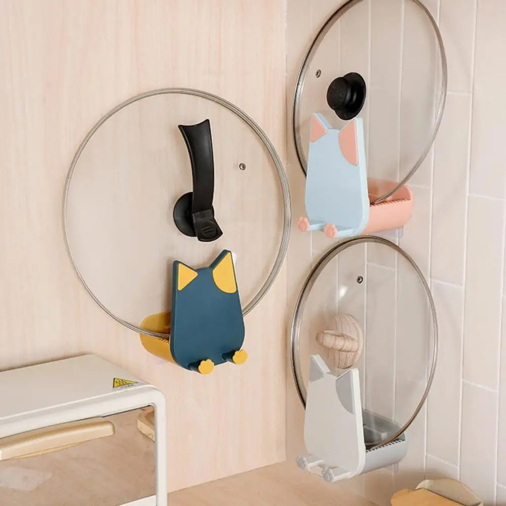 Органайзер для крышек кастрюль с милым мультяшным котом стойка ABS без отверстий