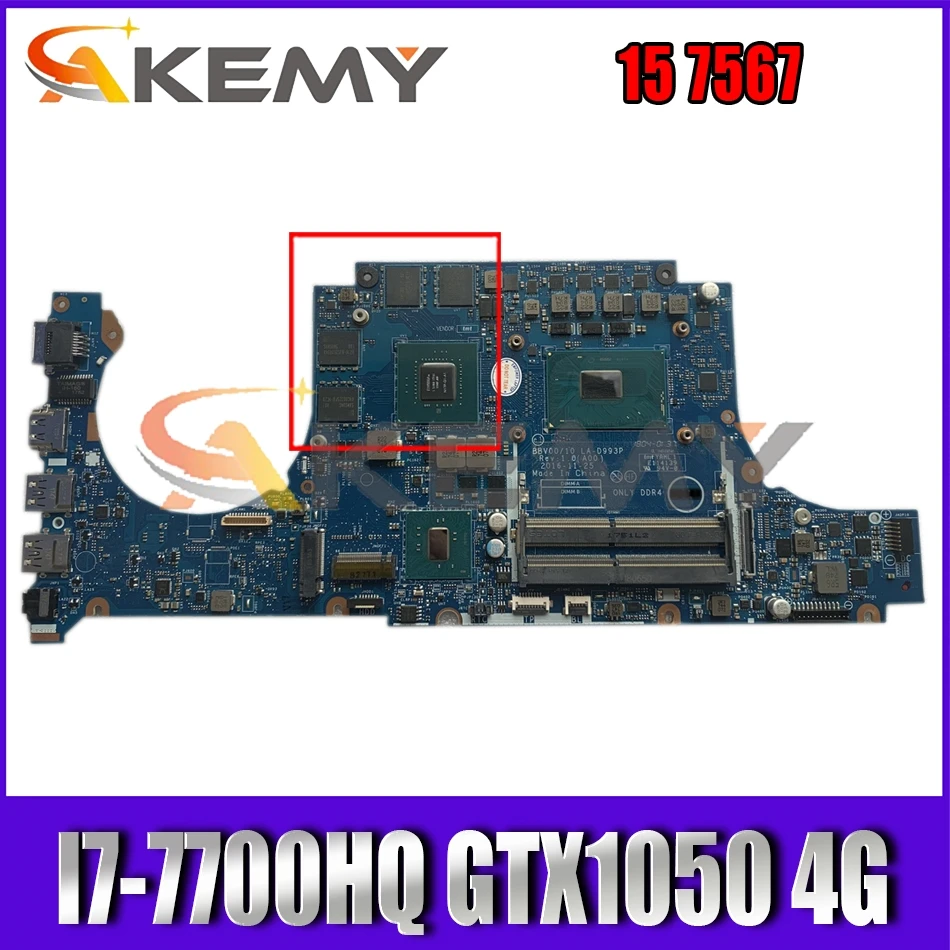 Оригинальная материнская плата для ноутбука DELL Inspiron 15 7567 с процессором I7-7700HQ GTX1050