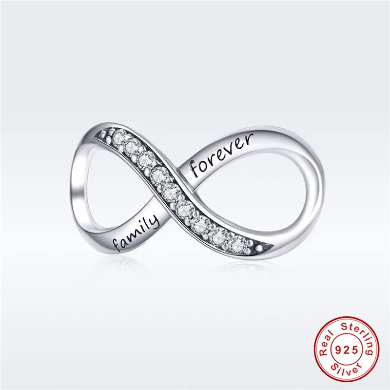 asa1146 Браслет Pandora,, 925 пробы, серебряный, белый, кубический цирконий, бесконечная форма, бусины для ожерелья, цепочки, изготовление ювелирных изделий - Цвет: asa1146