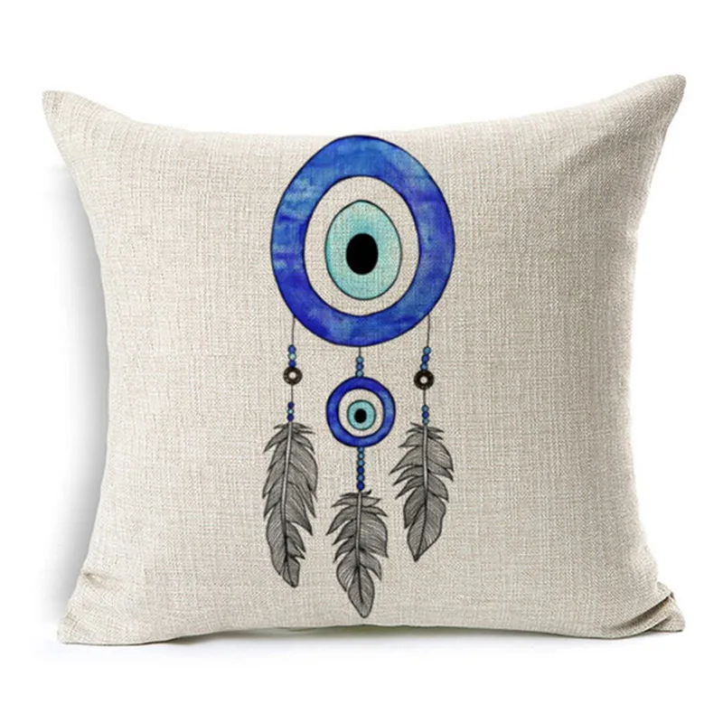 

Mediterranean Watercolor Evil Eye Printed Cushion Cover Home Decorative Sofa Coffee Car Chair Throw Pillow Case Almofada Cojines