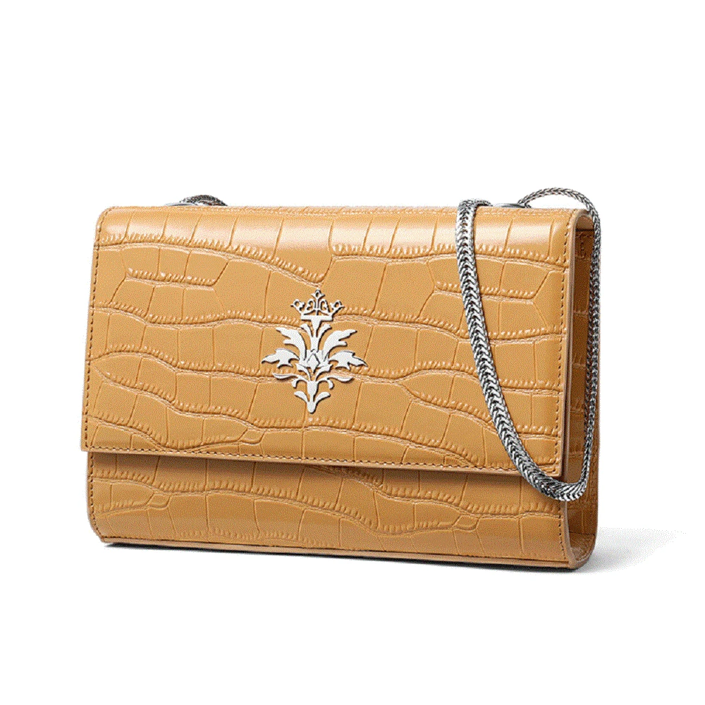 

Genuine Leather women's bag crocodile grain leather women's bag exquisite messenger chain small square bag