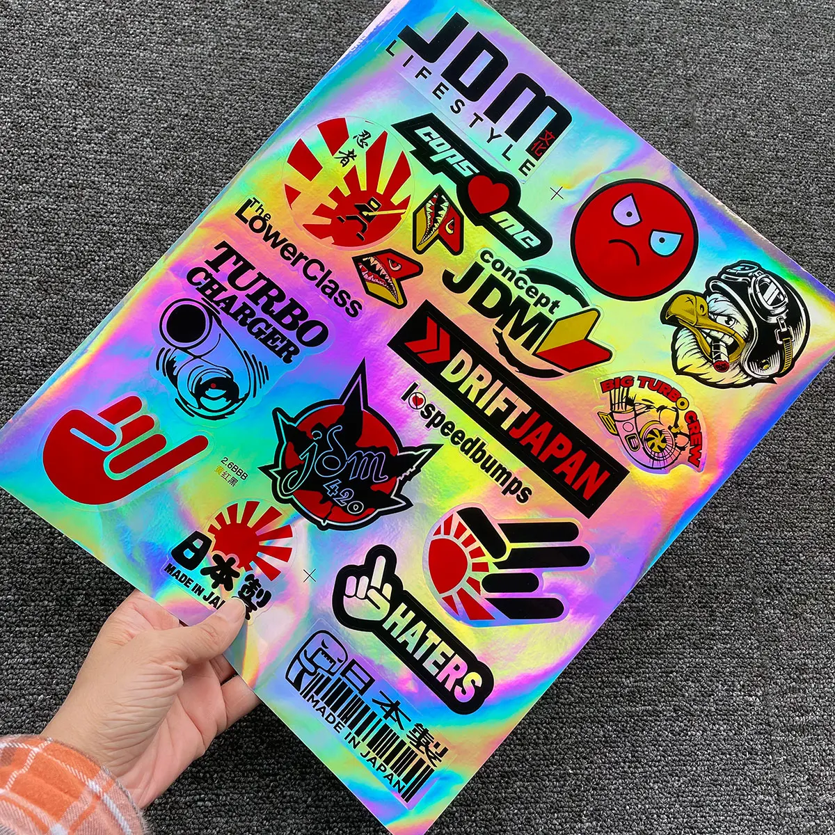 

Whole SET Laser Rainbow JDM Novice Shield Style HellaFlush Car Sticker for Toyota Honda Nissan Mazda Mitsubishi Accessories