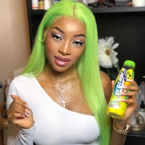 

Hair Light Green Straight Green 13x5 Lace Front Wigs Straight Brazilian Human Hair 180 Density