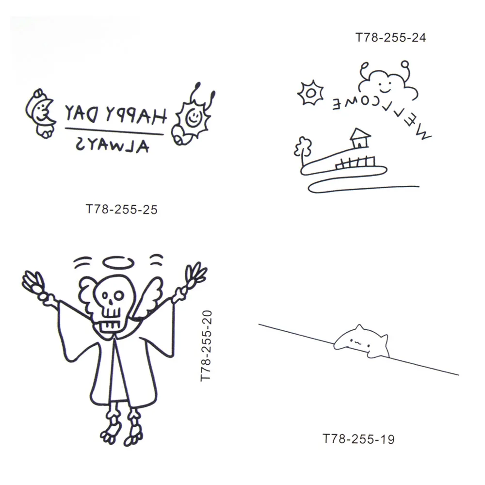 

45Pcs/lot Simplicity Cute English Series Temporary Tattoos Sticker And Decals Waterproof Body Art Women's Fake Tattoo Cartoons