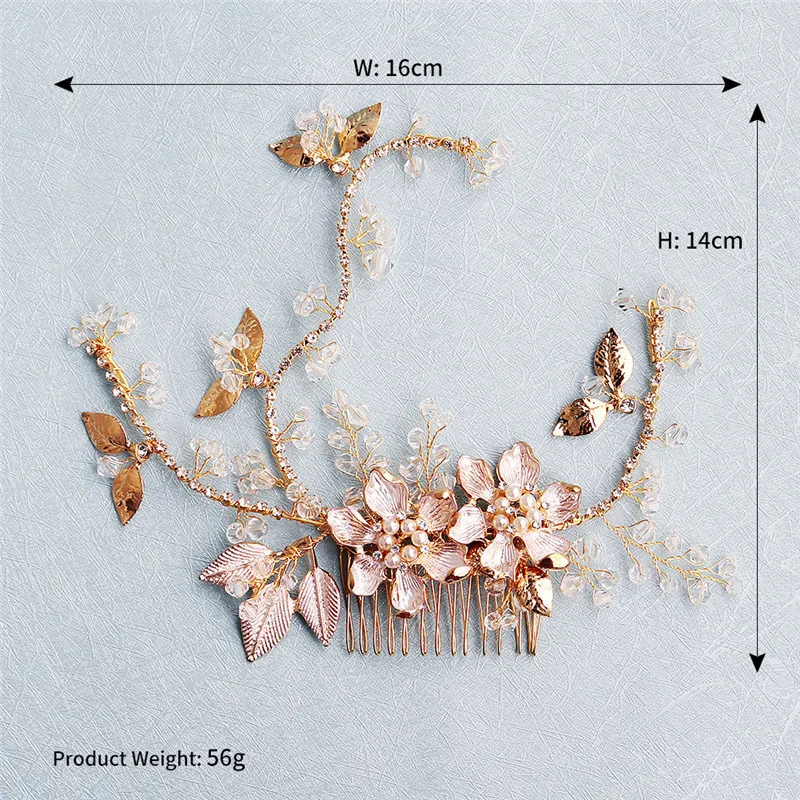 Свадебные гребни для волос с золотым цветком и жемчугом свадебные аксессуары