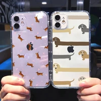 cartoons dachshund bulldog phone case for iphone 13 12 11 8 7 plus mini x xs xr pro max transparent soft