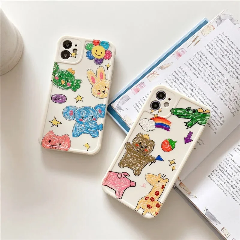 

Милый чехол для телефона с зоопарком для iPhone 12 11 Pro Max mini 7 8 XR X XS MAX SE2, Мягкий Силиконовый противоударный чехол для телефона
