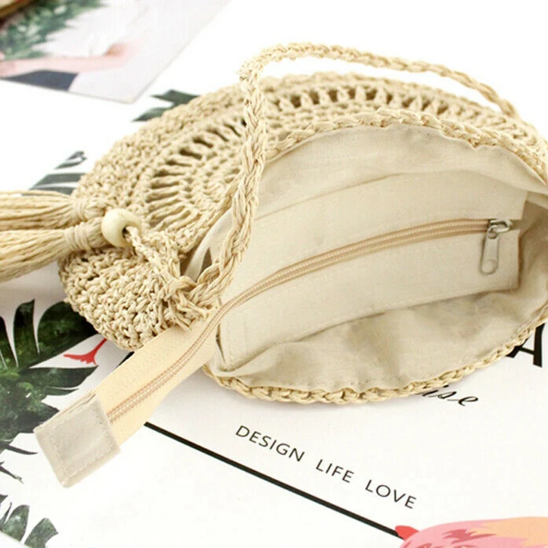 Ручная работа женская летняя Соломенная пляжная сумка на плечо для покупок сумки