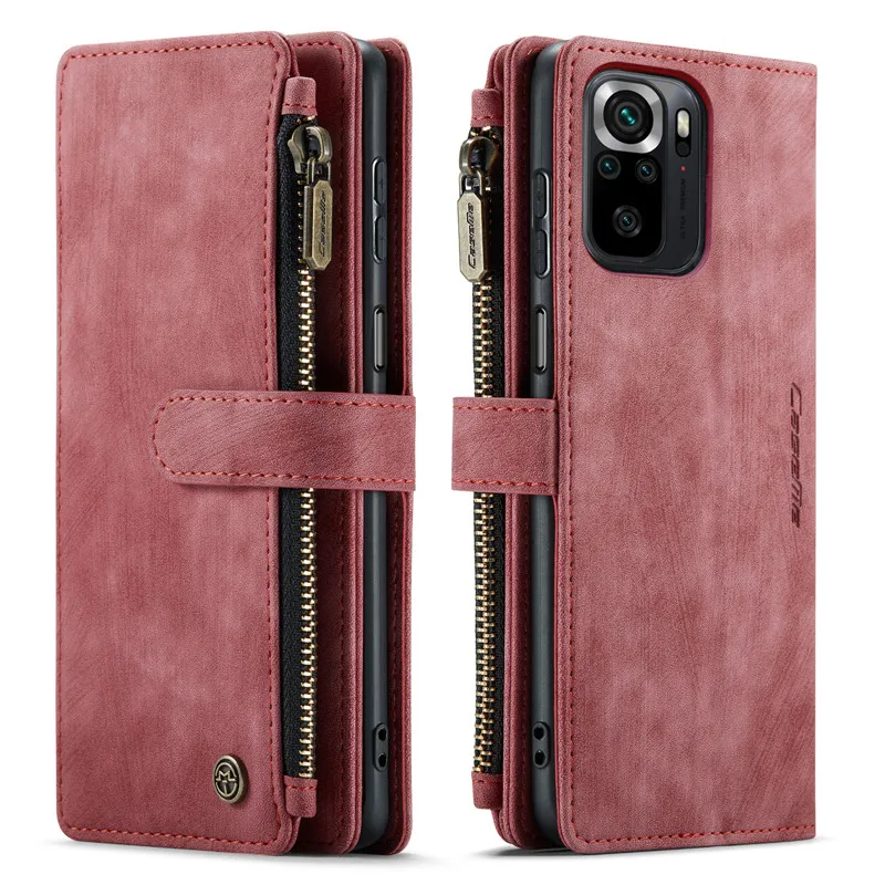 

CaseMe Luxury Flip Leather Purse Phone Case For XiaoMi RedMi Note 10 10S 9S 9 Pro Max Zipper Wallet Card Holder Cover Coque Etui